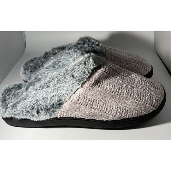 Homitem Shoes - NEW Women's Homitem Grey Pinkish Memory Foam Fluffy House Slippers Size XL 11-12